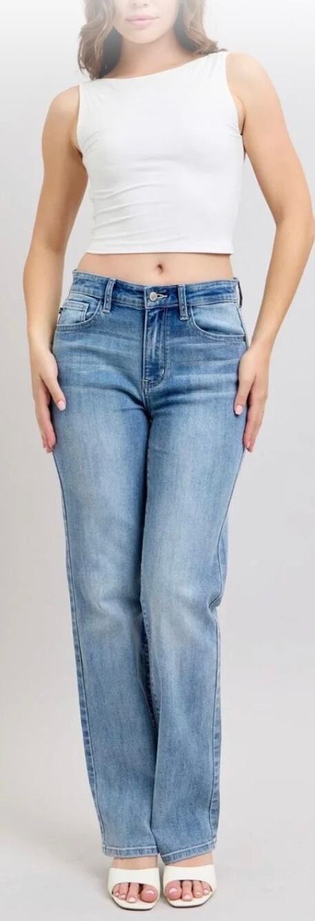Judy Blue High Waist Light 90’s Straight Denim Jeans Dad Fit Relaxed Size 18W